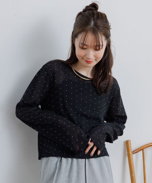 RETRO GIRL(レトロガール)の「スタッズシアーPO(Tシャツ/カットソー・レディース・ブラック/オフホワイト・FREE)」の8枚目の写真