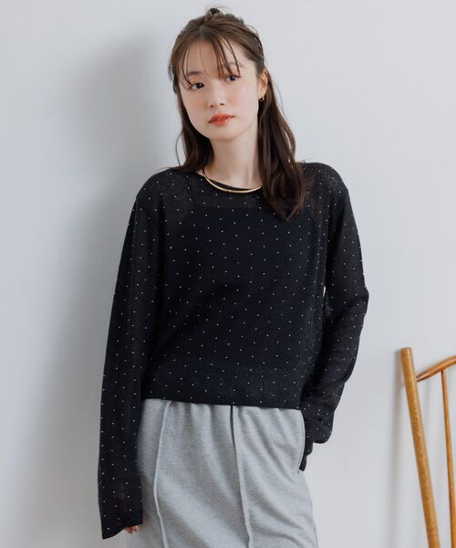 RETRO GIRL(レトロガール)の「スタッズシアーPO(Tシャツ/カットソー・レディース・ブラック/オフホワイト・FREE)」の9枚目の写真