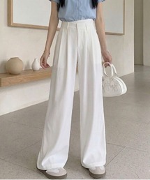 【26年春夏新作】3 色展開 ハイウエストタックワイドスラックス ストレートロング丈 レディース通勤きれいめ