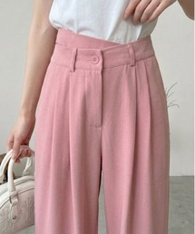 【26年春夏新作】3 色展開 ハイウエストタックワイドスラックス ストレートロング丈 レディース通勤きれいめ