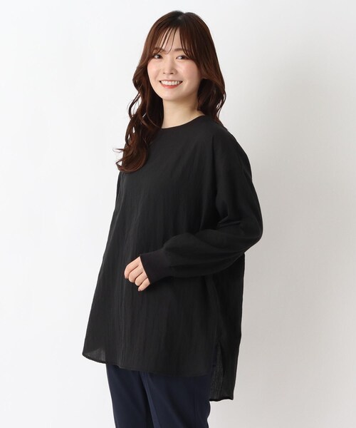 one'sterrace(ワンズテラス)の「リップル 長袖レイヤードプルオーバーシャツ(シャツ/ブラウス・レディース・アイボリー系8/ブラック系8/ブルー系その他7・02)」の2枚目の写真