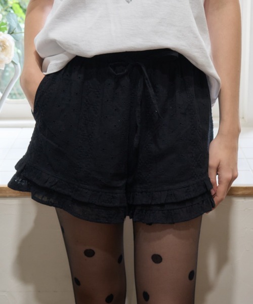Birthday room(バースデイルーム)の「コットンショートPT/Cotton short PT(その他パンツ・レディース・ホワイト/ブラック・FREE)」の2枚目の写真