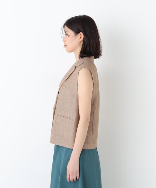 human woman(ヒューマンウーマン)の「◆【定番素材 / ウォッシャブル】ドライタッチリネン混ショートジレ(その他アウター・レディース・ブラック/ベージュ系その他3/グレー・MEDIUM)」の20枚目の写真