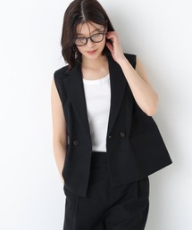 ◆【定番素材 / ウォッシャブル】ドライタッチリネン混ショートジレ