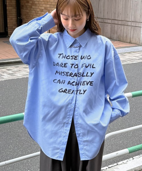 tiptop(ティップトップ)の「プリント入りBIGシャツ(シャツ/ブラウス・レディース・ブルー系その他/サックスブルー/オフホワイト・FREE)」の4枚目の写真