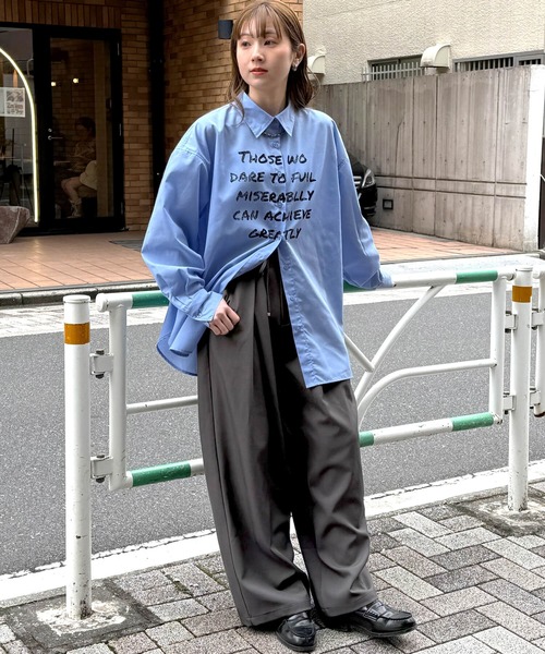 tiptop(ティップトップ)の「プリント入りBIGシャツ(シャツ/ブラウス・レディース・ブルー系その他/サックスブルー/オフホワイト・FREE)」の7枚目の写真