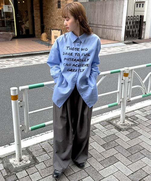 tiptop(ティップトップ)の「プリント入りBIGシャツ(シャツ/ブラウス・レディース・ブルー系その他/サックスブルー/オフホワイト・FREE)」の8枚目の写真
