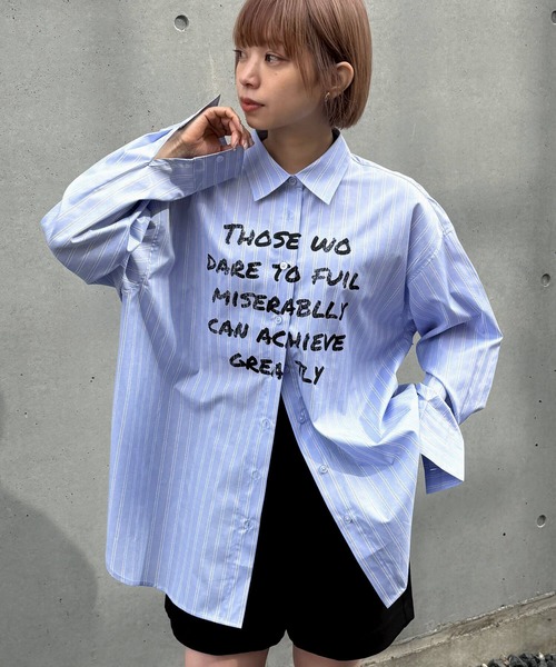 tiptop(ティップトップ)の「プリント入りBIGシャツ(シャツ/ブラウス・レディース・ブルー系その他/サックスブルー/オフホワイト・FREE)」の22枚目の写真