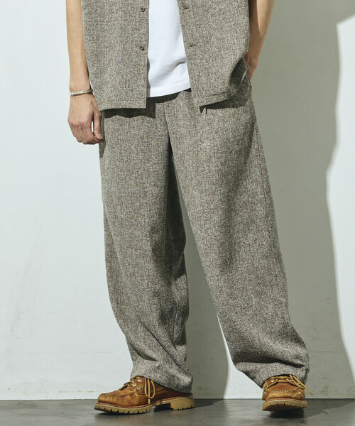 Firsthand(ファーストハンド)の「Firsthand/ファーストハンド スピンドル サマー ツイード イージー ワイドパンツ(スラックス・メンズ・ブラック/グレー/ベージュ/ネイビー・MEDIUM/LARGE)」の3枚目の写真