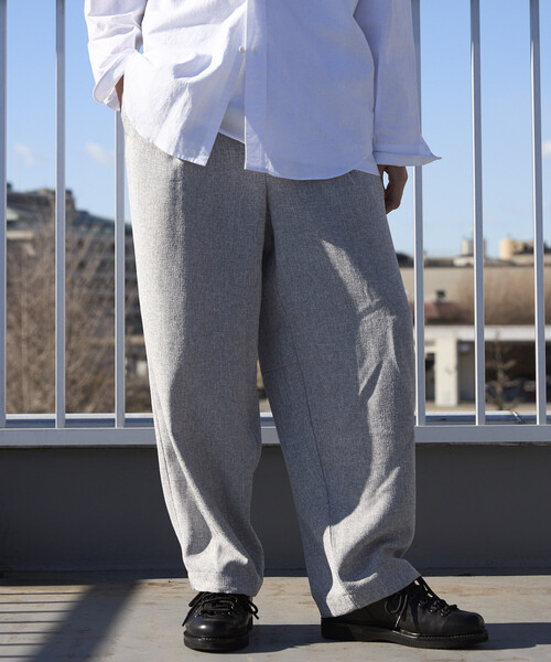 Firsthand(ファーストハンド)の「Firsthand/ファーストハンド スピンドル サマー ツイード イージー ワイドパンツ(スラックス・メンズ・ブラック/グレー/ベージュ/ネイビー・MEDIUM/LARGE)」の2枚目の写真