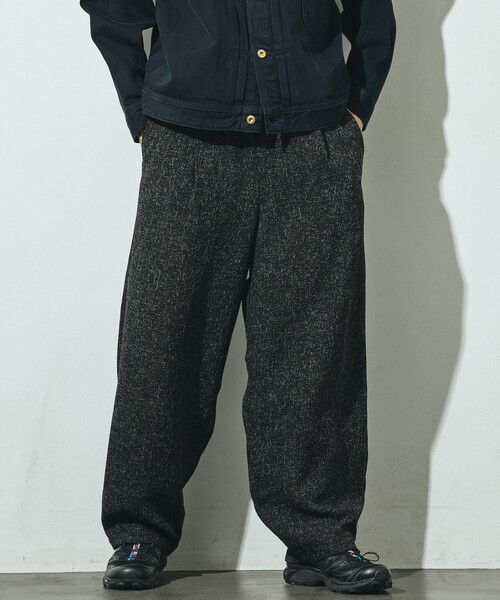Firsthand(ファーストハンド)の「Firsthand/ファーストハンド スピンドル サマー ツイード イージー ワイドパンツ(スラックス・メンズ・ブラック/グレー/ベージュ/ネイビー・MEDIUM/LARGE)」の1枚目の写真