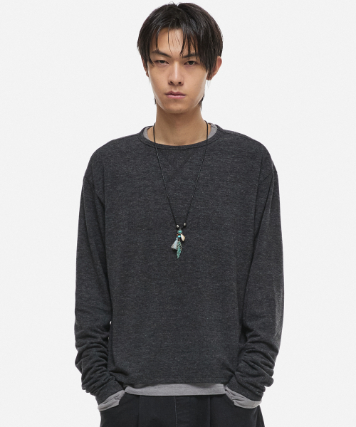 DNSR（ディーエヌエスアール）の「[オンフリックxDNSR] レイヤードボートネックロングスリーブチャコール（Tシャツ/カットソー・メンズ・その他・LARGE/MEDIUM/X-LARGE）」の12枚目の写真