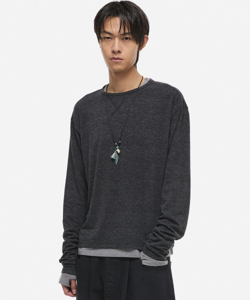 DNSR（ディーエヌエスアール）の「[オンフリックxDNSR] レイヤードボートネックロングスリーブチャコール（Tシャツ/カットソー・メンズ・その他・LARGE/MEDIUM/X-LARGE）」の11枚目の写真