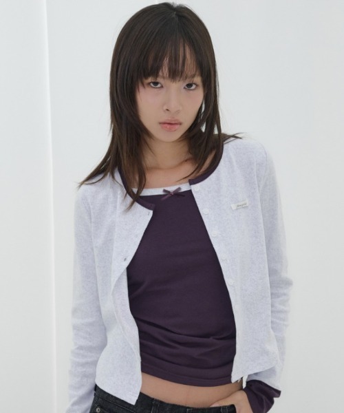 FANCY CLUB(ファンシークラブ)の「A'GEM/9 × .kom 『FANCY CLUB/ファンシークラブ』 AIRY BUTTON CARDIGAN/エアリーボタンカーディガン(カーディガン/ボレロ・レディース・グレー/ベージュ/A・FREE)」の9枚目の写真