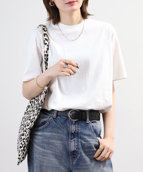 FUNALIVE(ファンアライブ)の「無地コットン天竺半袖Tシャツ(Tシャツ/カットソー・レディース・ブラック/杢グレー/オフホワイト/ライム/ブルー・LL/M/L)」の7枚目の写真