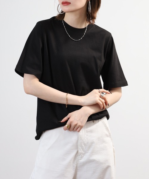 FUNALIVE(ファンアライブ)の「無地コットン天竺半袖Tシャツ(Tシャツ/カットソー・レディース・ブラック/杢グレー/オフホワイト/ライム/ブルー・LL/M/L)」の15枚目の写真