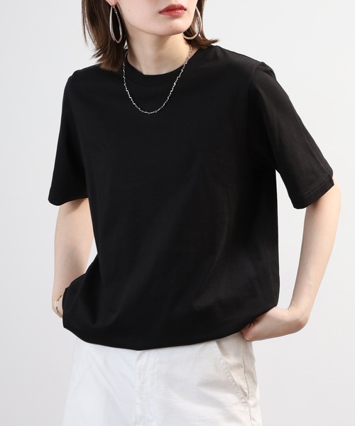 FUNALIVE(ファンアライブ)の「無地コットン天竺半袖Tシャツ(Tシャツ/カットソー・レディース・ブラック/杢グレー/オフホワイト/ライム/ブルー・LL/M/L)」の16枚目の写真