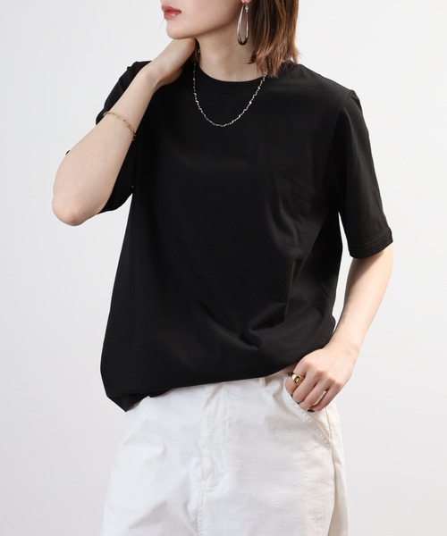 FUNALIVE(ファンアライブ)の「無地コットン天竺半袖Tシャツ(Tシャツ/カットソー・レディース・ブラック/杢グレー/オフホワイト/ライム/ブルー・LL/M/L)」の17枚目の写真
