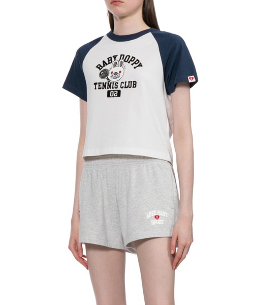 A BATHING APE（アベイシングエイプ）の「BABY DOPPY PRINTED RAGLAN CROP TEE（Tシャツ/カットソー・レディース・グレー/ホワイト・SMALL/X-SMALL）」の5枚目の写真