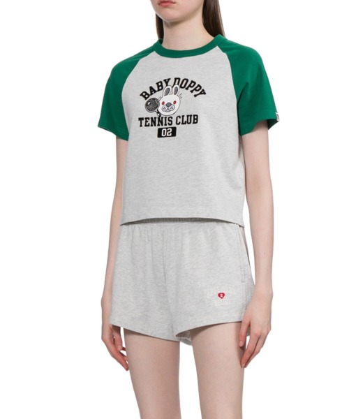 A BATHING APE（アベイシングエイプ）の「BABY DOPPY PRINTED RAGLAN CROP TEE（Tシャツ/カットソー・レディース・グレー/ホワイト・SMALL/X-SMALL）」の6枚目の写真