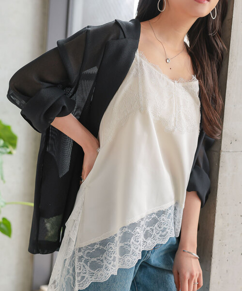 KOBE LETTUCE（コウベレタス）の「[ 低身長向けサイズ ] メッシュボタンジャケット（テーラードジャケット・レディース・ネイビー/ブラック/ベージュ・PM）」の2枚目の写真