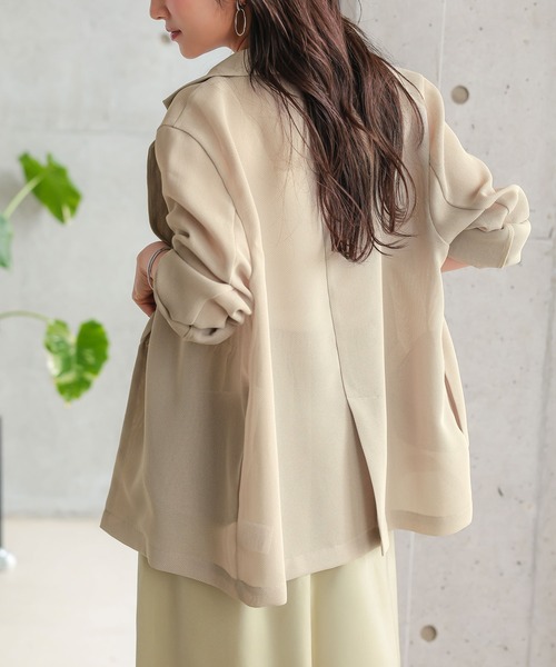 KOBE LETTUCE（コウベレタス）の「[ 低身長向けサイズ ] メッシュボタンジャケット（テーラードジャケット・レディース・ネイビー/ブラック/ベージュ・PM）」の6枚目の写真