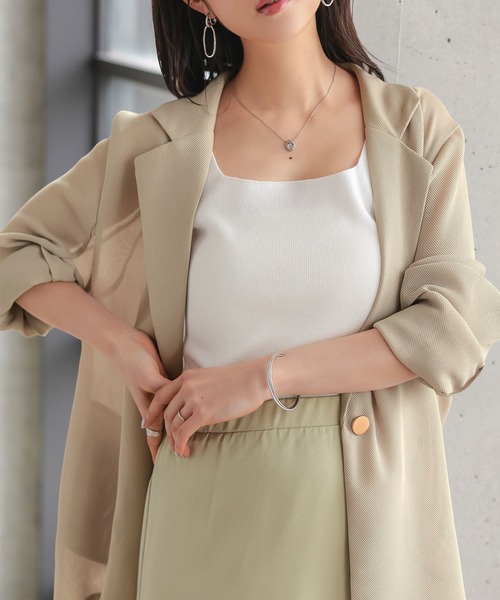 KOBE LETTUCE（コウベレタス）の「[ 低身長向けサイズ ] メッシュボタンジャケット（テーラードジャケット・レディース・ネイビー/ブラック/ベージュ・PM）」の7枚目の写真