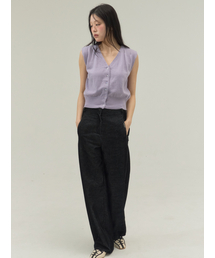 Opal Glow Button V-Neck Knit Vest_Violet