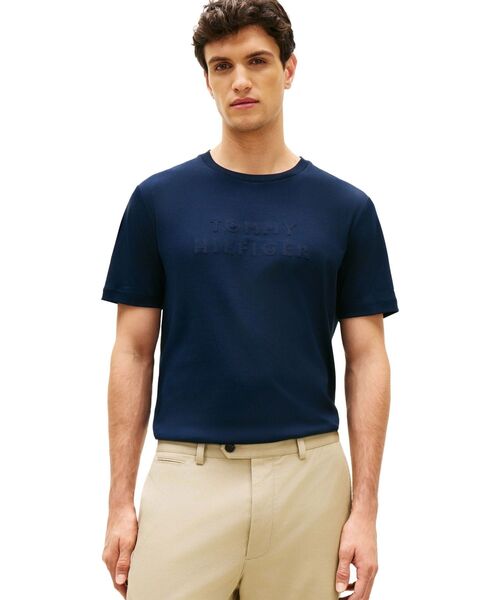 TOMMY HILFIGER(トミーヒルフィガー)の「ミックスメディアインターロックTシャツ(Tシャツ/カットソー・メンズ・ブラック/ベージュ/ネイビー・LARGE/SMALL/X-LARGE/MEDIUM)」の3枚目の写真