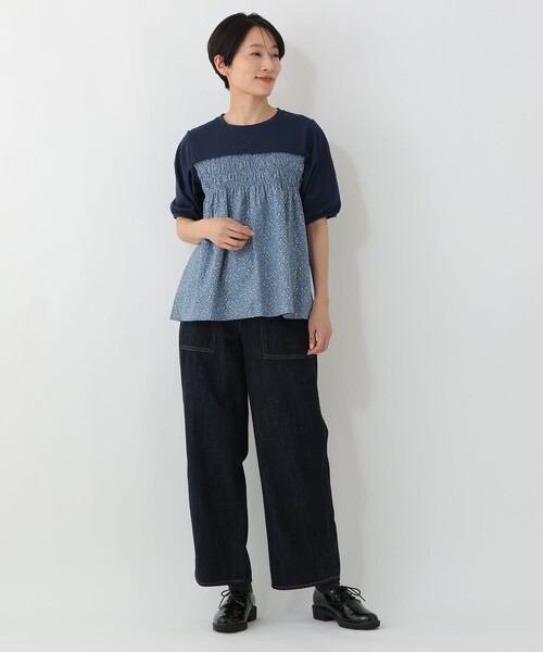 Afternoon Tea(アフタヌーンティー)の「切替プルオーバー/リバティプリント(Tシャツ/カットソー・レディース・ブルー/ネイビー/グリーン・MEDIUM)」の6枚目の写真