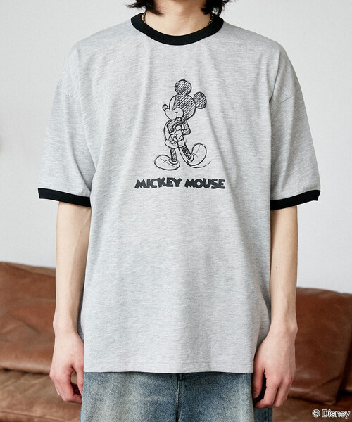 PUBLUX(パブリュクス)の「PUBLUX/パブリュクス <機能性素材>Mickey Mouse/ミッキーマウス/ スケッチ リンガーTシャツ 限定展開(Tシャツ/カットソー・メンズ・レッド/グレー/ネイビー/サックスブルー・LARGE/SMALL/MEDIUM)」の6枚目の写真