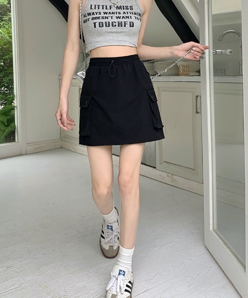 Ritzy(リッツィー)の「カーゴミニスカート(スカート・レディース・グレー/カーキ/ブラック・M)」の4枚目の写真
