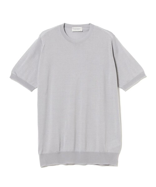 BEAMS F(ビームスエフ)の「JOHN SMEDLEY / HILCOTE ウールコットン クルーネック ショートスリーブ ニット(Tシャツ/カットソー・メンズ・シルバー/ネイビー・MEDIUM/LARGE/SMALL)」の10枚目の写真