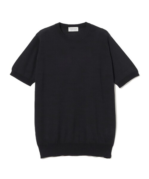 BEAMS F(ビームスエフ)の「JOHN SMEDLEY / HILCOTE ウールコットン クルーネック ショートスリーブ ニット(Tシャツ/カットソー・メンズ・シルバー/ネイビー・MEDIUM/LARGE/SMALL)」の15枚目の写真
