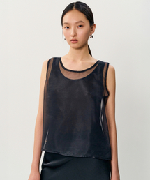 セール】masi pleats sleeveless blouse _ Black（シャツ/ブラウス 