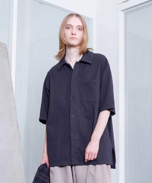 VOAAOV（ヴォアーブ）の「【VOAAOV】 HEAVY JERSEY GARMENT DYE Short Sleeve Shirt（シャツ/ブラウス・メンズ・ブラック/オリーブ/チャコールグレー/ホワイト/ネイビー・2/1）」の10枚目の写真