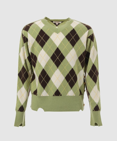 MASU(エムエーエスユー)の「DIAMOND SCRAPED SWEATER(ニット/セーター・メンズ・イエロー系その他/グリーン系その他/ピンク系その他・46)」の1枚目の写真