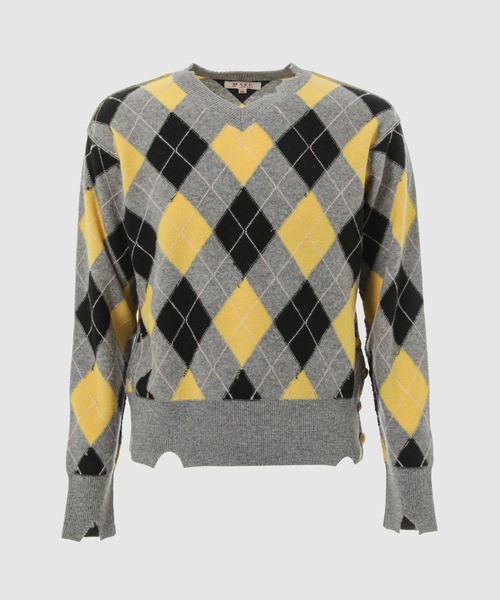 MASU(エムエーエスユー)の「DIAMOND SCRAPED SWEATER(ニット/セーター・メンズ・イエロー系その他/グリーン系その他/ピンク系その他・46)」の2枚目の写真