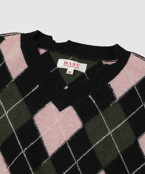 MASU(エムエーエスユー)の「DIAMOND SCRAPED SWEATER(ニット/セーター・メンズ・イエロー系その他/グリーン系その他/ピンク系その他・46)」の8枚目の写真