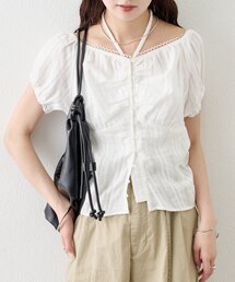 ____ri__125 セレクト/WHT》オーガンジーフラワーブラウス（シャツ