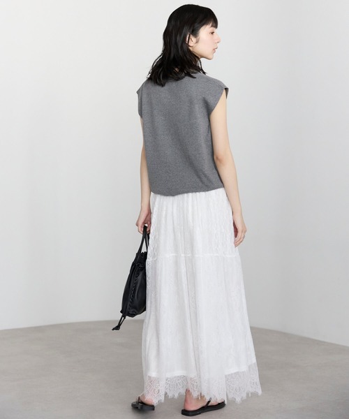 pocket（ポケット）の「ヒゲレースレイヤードスカート（スカート・レディース・ブラック/オフホワイト・FREE）」の9枚目の写真