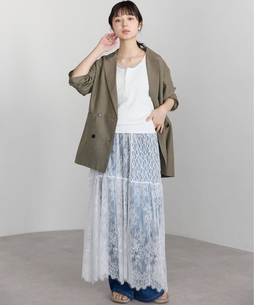 pocket（ポケット）の「ヒゲレースレイヤードスカート（スカート・レディース・ブラック/オフホワイト・FREE）」の12枚目の写真