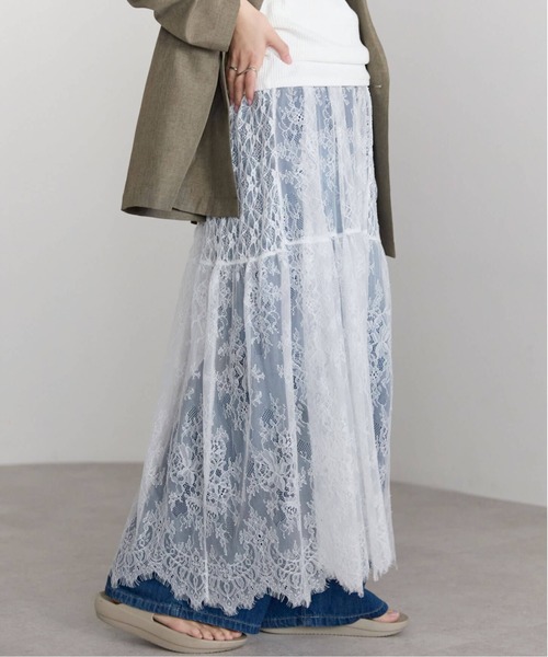 pocket（ポケット）の「ヒゲレースレイヤードスカート（スカート・レディース・ブラック/オフホワイト・FREE）」の14枚目の写真