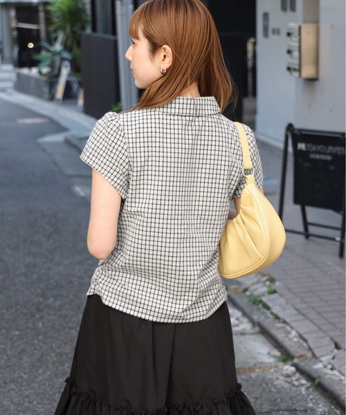 tiptop（ティップトップ）の「[新色追加]フロントギャザー丸襟ブラウス（シャツ/ブラウス・レディース・アイボリー/ブラック・FREE）」の8枚目の写真