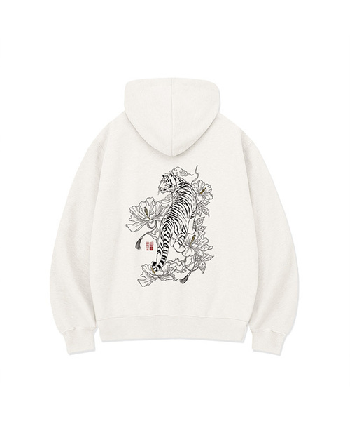 RANDOMOFF(ランダムオフ)の「NOBLE TIGER OVER FIT 2-WAY ZIP-UP (2color)(パーカー・レディース・ブラック/ホワイト・SMALL/MEDIUM/LARGE/X-LARGE)」の2枚目の写真