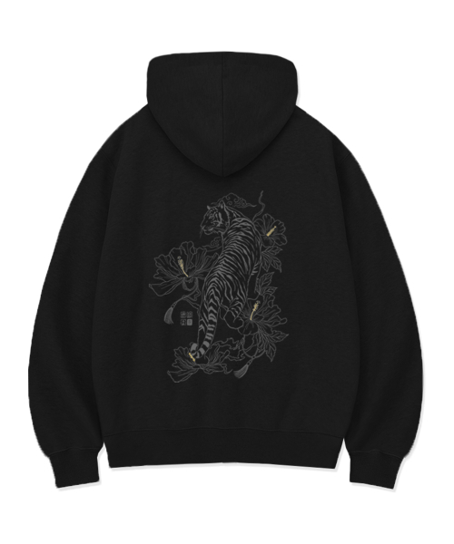 RANDOMOFF(ランダムオフ)の「NOBLE TIGER OVER FIT 2-WAY ZIP-UP (2color)(パーカー・レディース・ブラック/ホワイト・SMALL/MEDIUM/LARGE/X-LARGE)」の5枚目の写真
