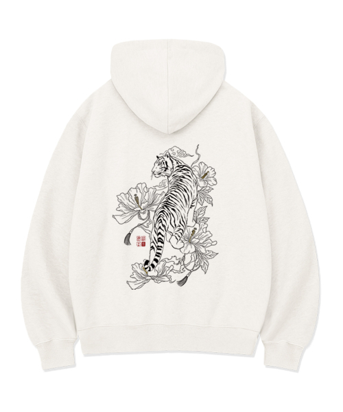 RANDOMOFF(ランダムオフ)の「NOBLE TIGER OVER FIT 2-WAY ZIP-UP (2color)(パーカー・レディース・ブラック/ホワイト・SMALL/MEDIUM/LARGE/X-LARGE)」の7枚目の写真