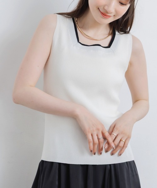 RETRO GIRL(レトロガール)の「2wayレイヤードニットタンク(タンクトップ・レディース・レッド/ベージュ/ブラック/オフホワイト・FREE)」の1枚目の写真