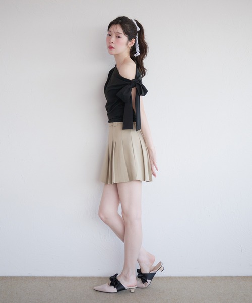 fupel(フぺル)の「side ribbon one-shoulder drape tops /サイドリボンワンショルダードレープトップス(Tシャツ/カットソー・レディース・ブラック/ピンク・FREE)」の11枚目の写真