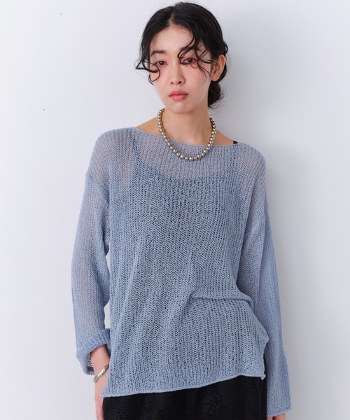 Shelly island(シェリーアイランド)の「ルーズシアーニット(ニット/セーター・レディース・ピンク/オフホワイト/ブルー/オレンジ・FREE)」の13枚目の写真